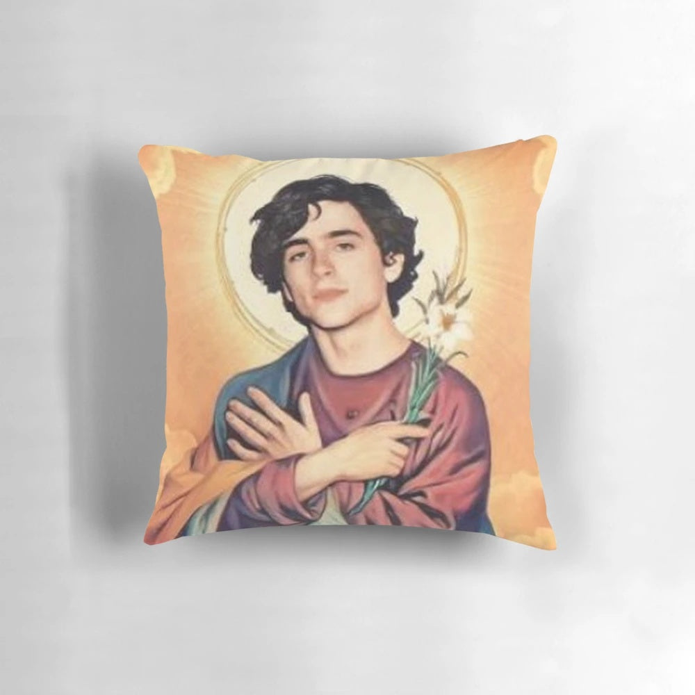 Timothee Chalamet Saint Pillow, featuring the popular actor on a stylish and comfortable pillow