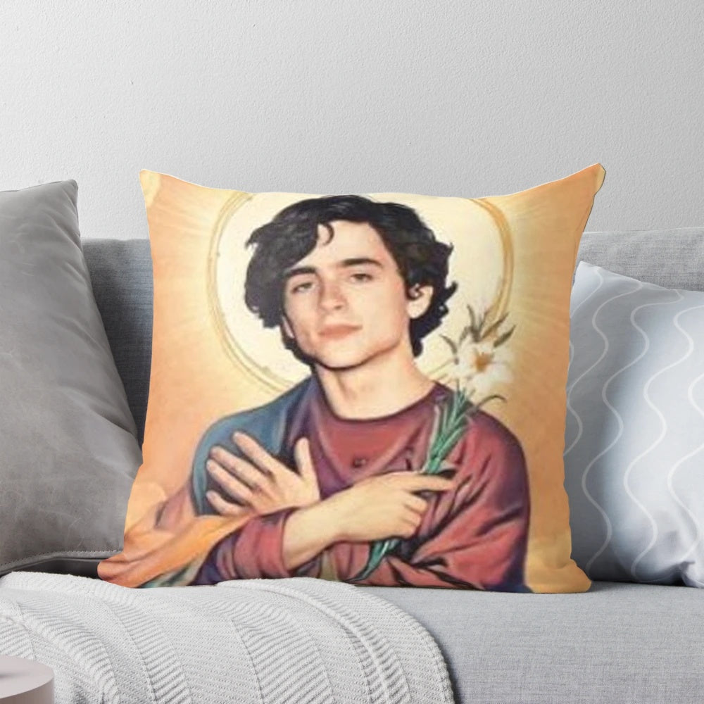 Timothee Chalamet Saint Pillow, featuring the popular actor on a stylish and comfortable pillow