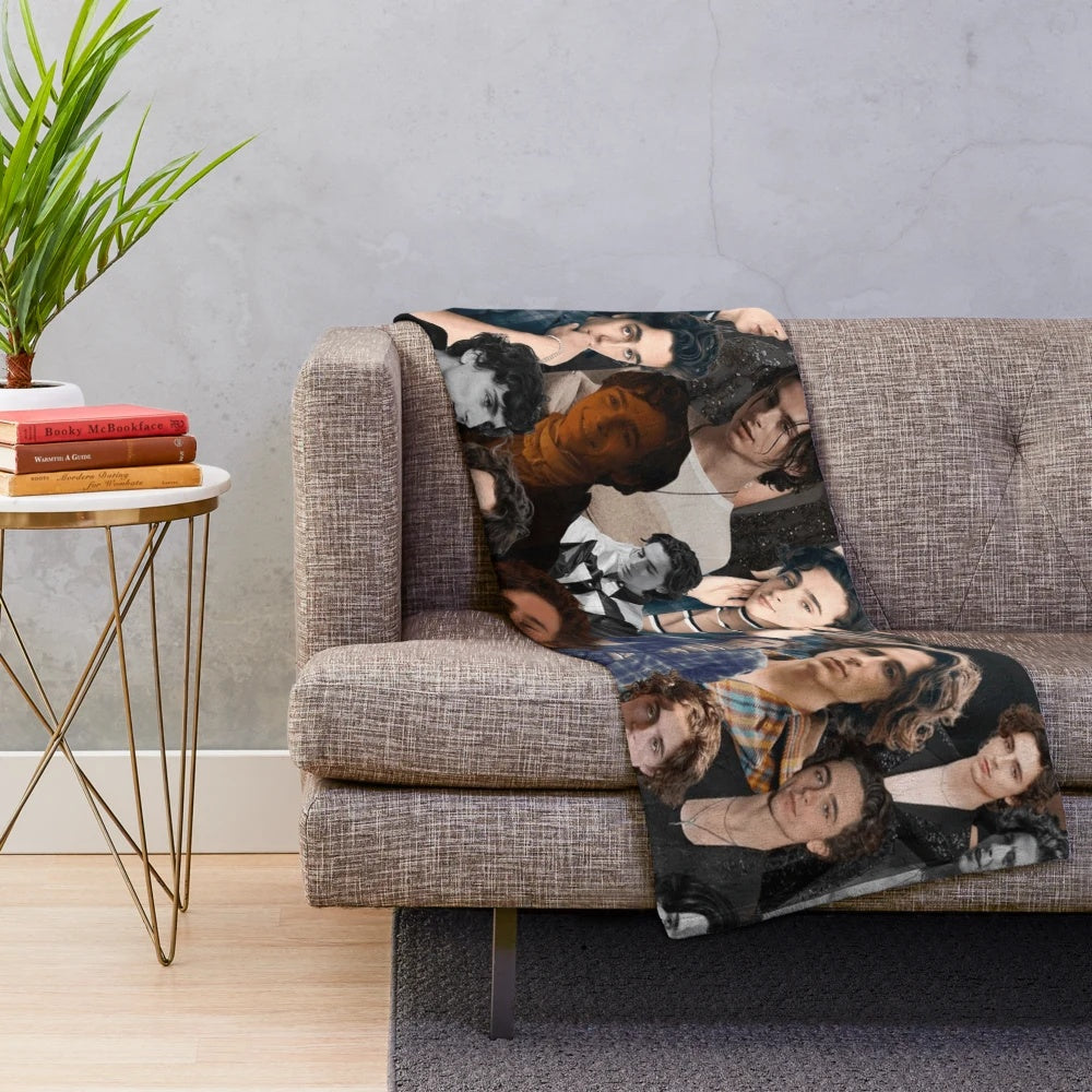 Timothee Chalamet photo collage plush blanket