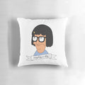 A cozy pillow featuring the iconic "Everything is Okay" catchphrase from Tina Belcher, the beloved character from the hit TV show Bob's Burgers.