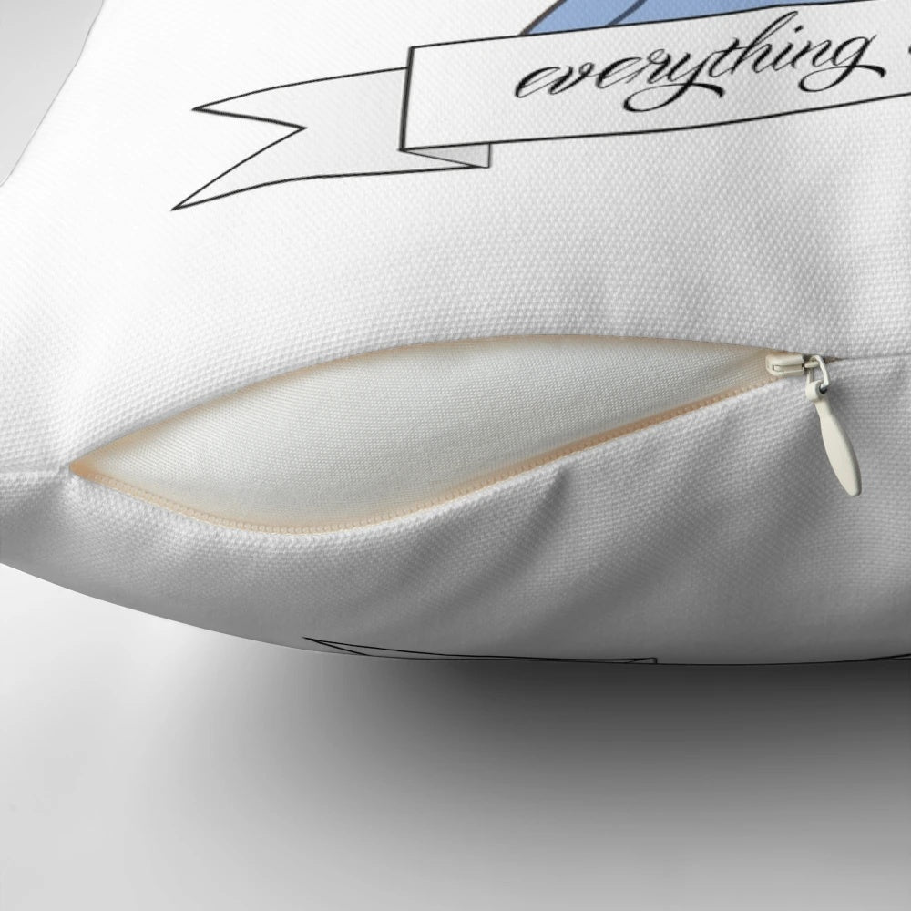 A cozy pillow featuring the iconic "Everything is Okay" catchphrase from Tina Belcher, the beloved character from the hit TV show Bob's Burgers.