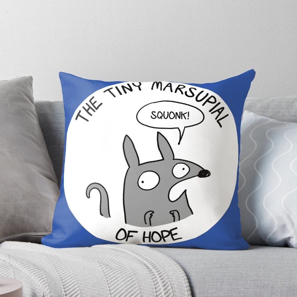 Soft, plush pillow featuring a tiny marsupial design for a touch of hope and comfort in your home.