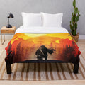 Anime-inspired plush blanket featuring titans and characters from popular manga and anime series
