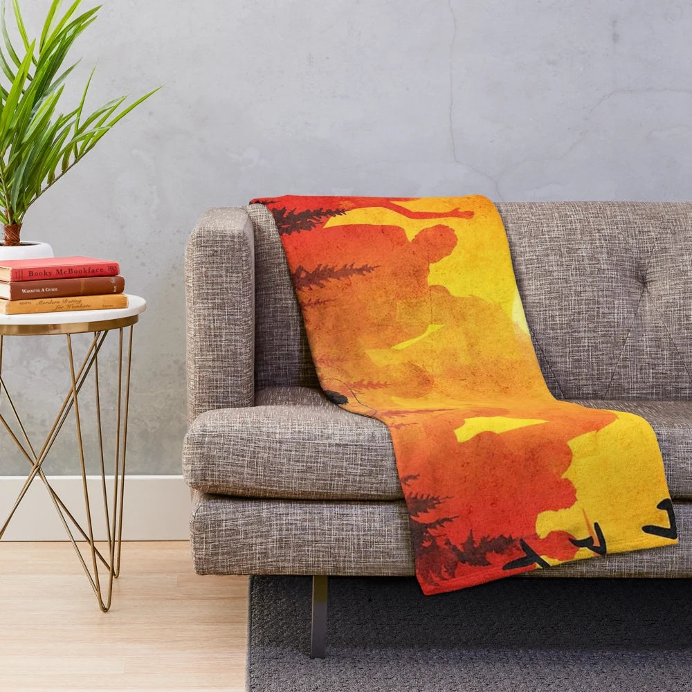 Anime-inspired plush blanket featuring titans and characters from popular manga and anime series