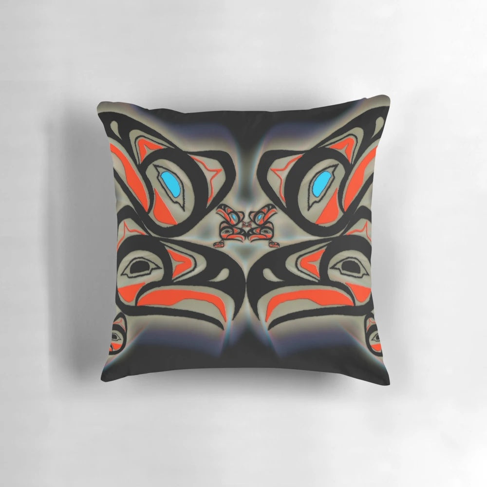 Tlingit formline design pillow featuring a majestic eagle, representing the rich cultural heritage of Alaska's indigenous people.