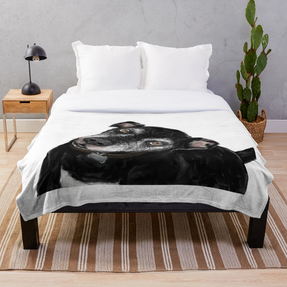 Toby Miller Inspired Plush Blanket featuring a dog portrait