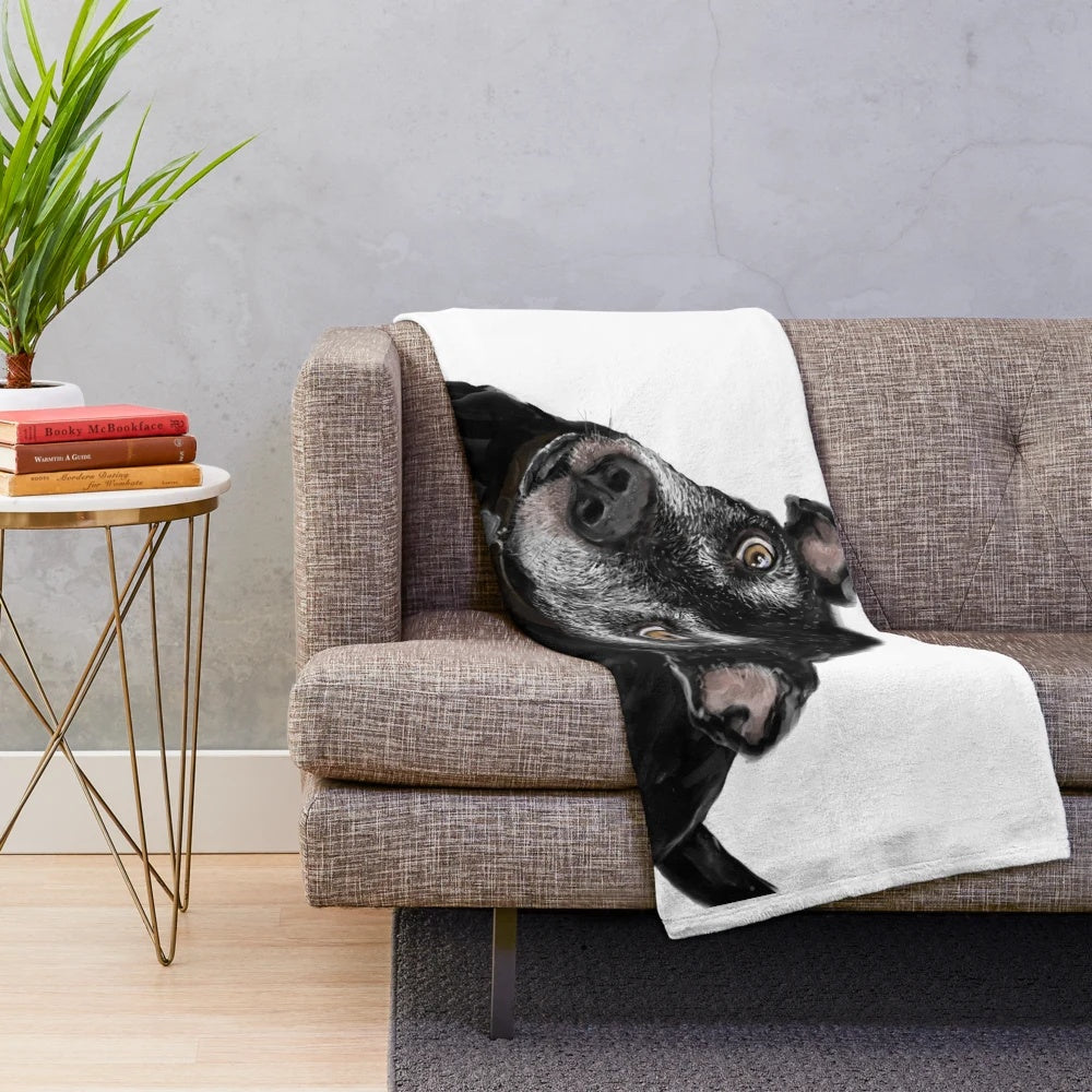 Toby Miller Inspired Plush Blanket featuring a dog portrait