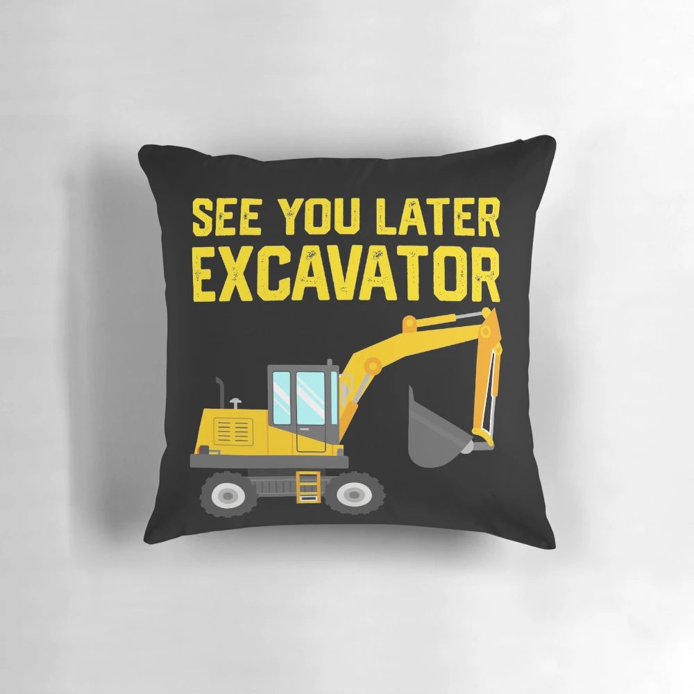 Toddler wearing an excavator construction themed shirt
