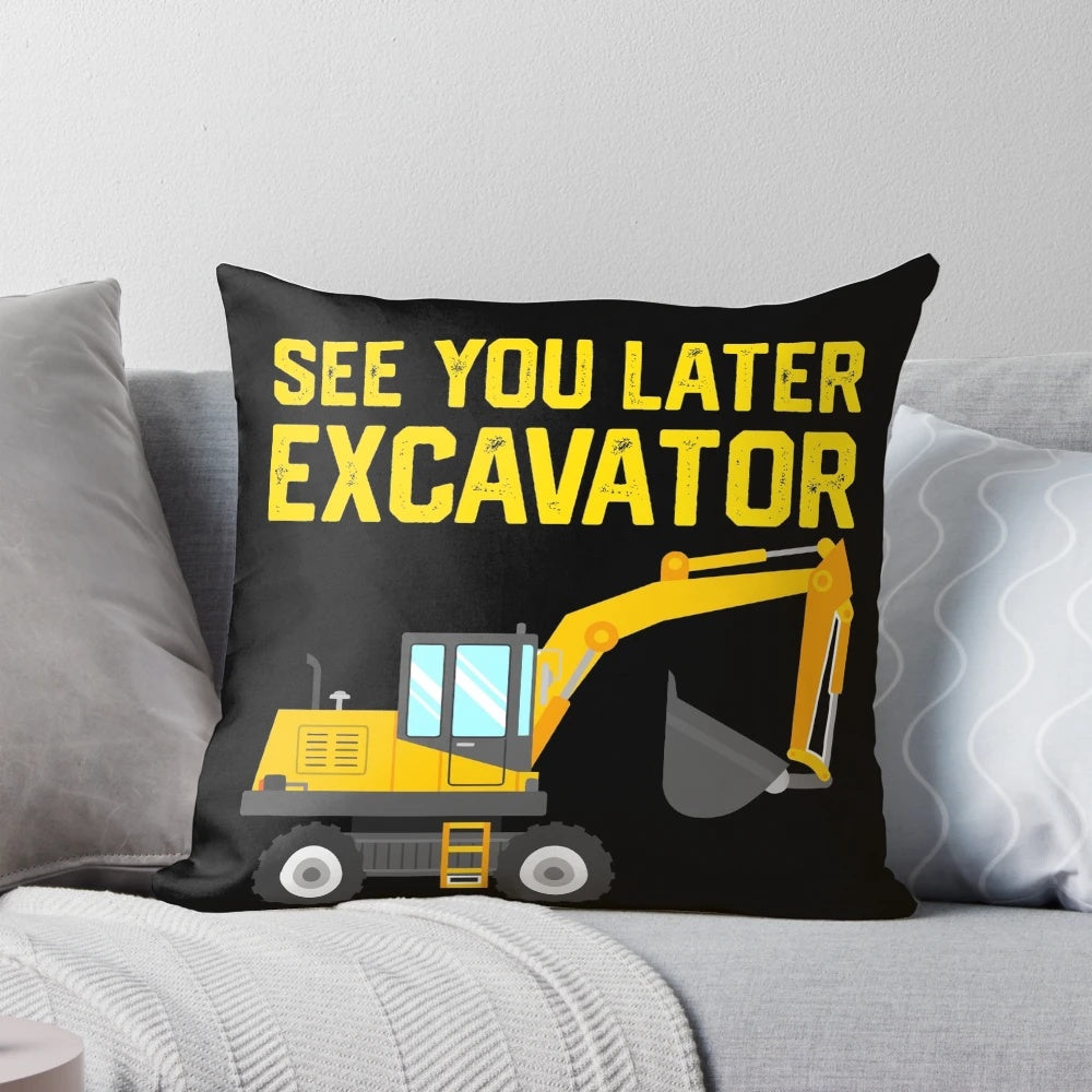 Toddler wearing an excavator construction themed shirt