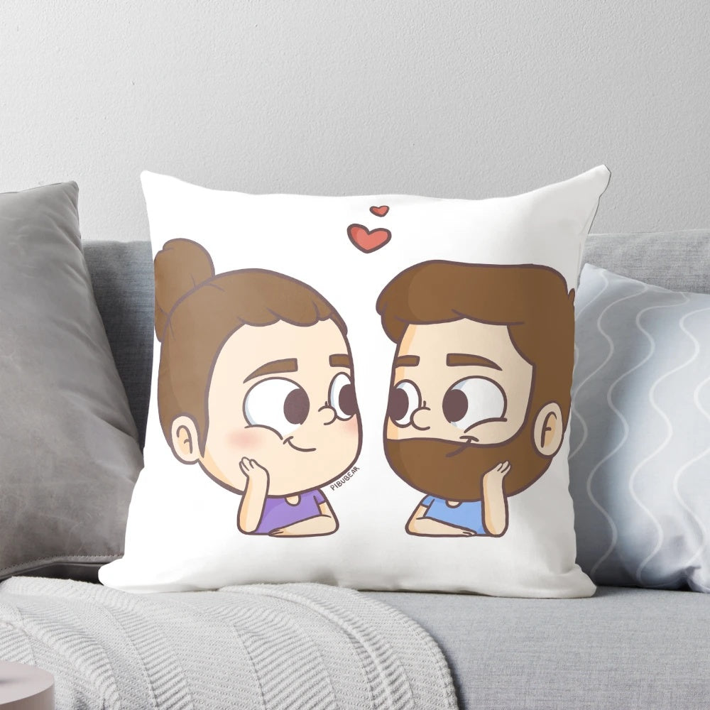 A plush, white pillow with the words "Together" embroidered on it, symbolizing the connection and closeness between partners.
