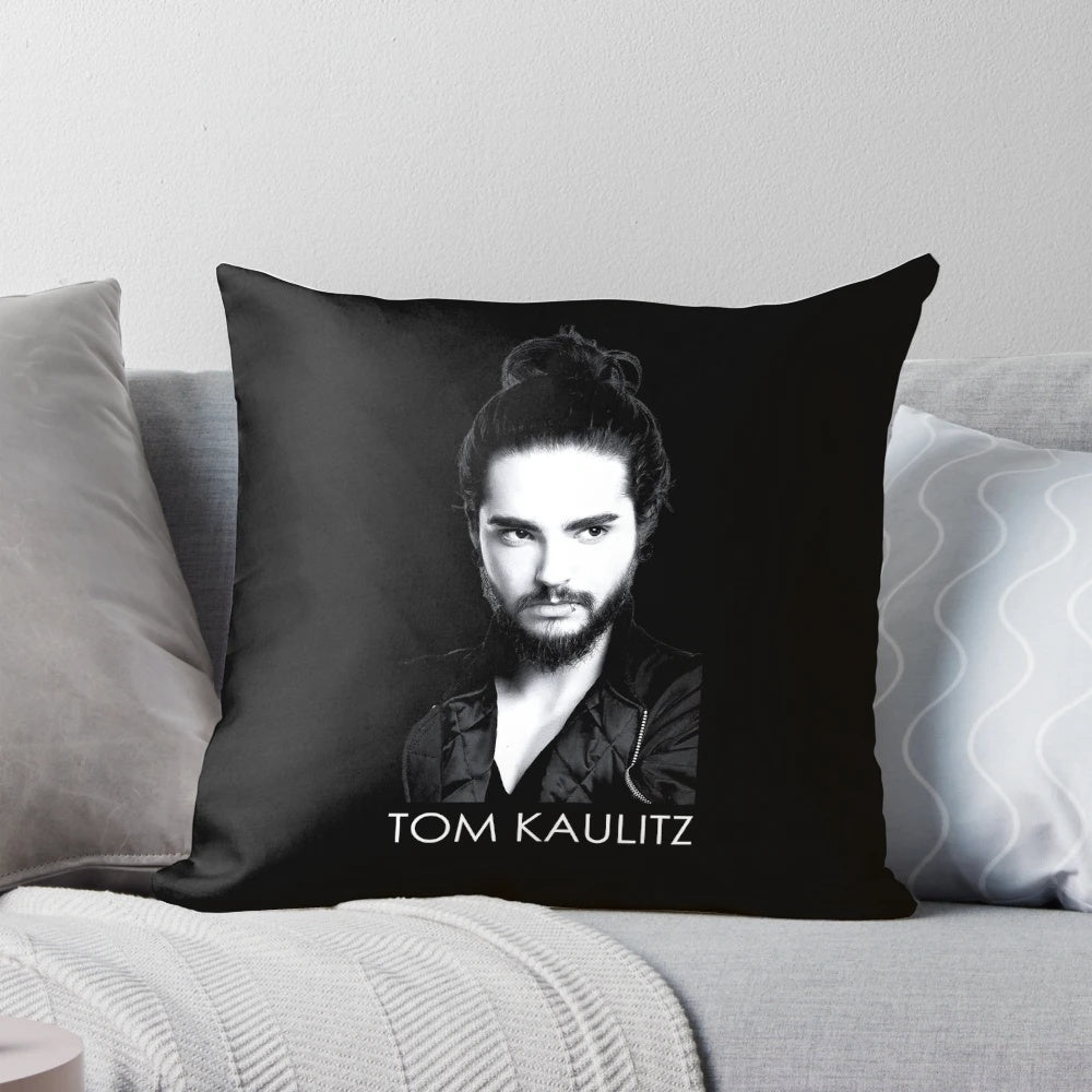Tokio Hotel inspired black and white pillow featuring the Kaulitz twins
