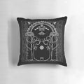 Decorative pillow featuring a mountain landscape in the style of J.R.R. Tolkien's writings
