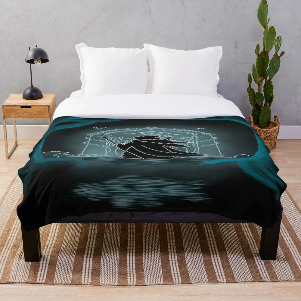 Plush blanket featuring Tolkien's iconic "Speak, friend, and enter" phrase