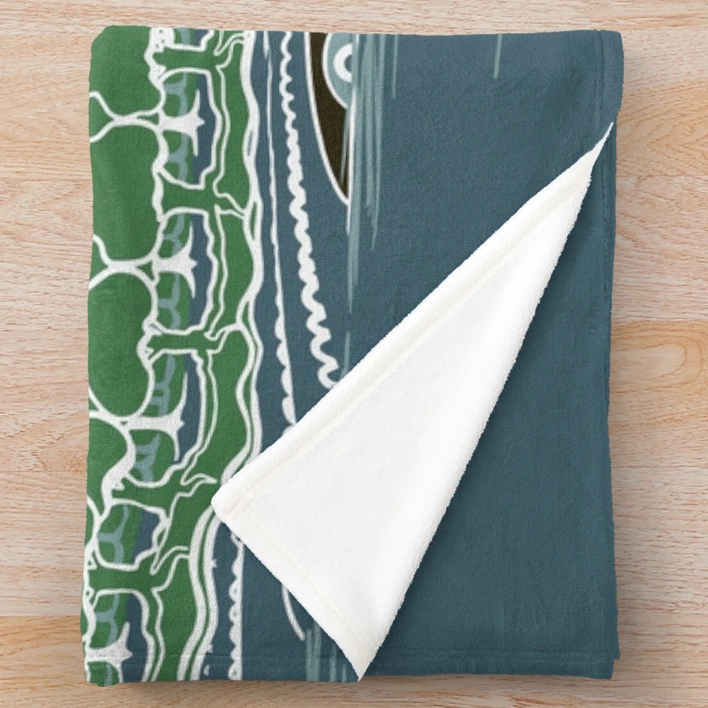 Tolkien inspired plush blanket featuring a midnight forest mountain path design