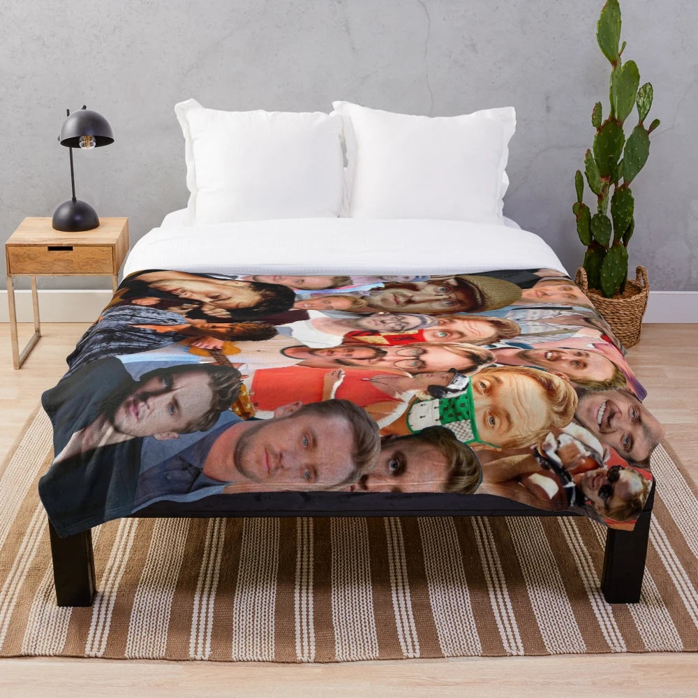 Tom Felton photo collage design on a soft, plush blanket