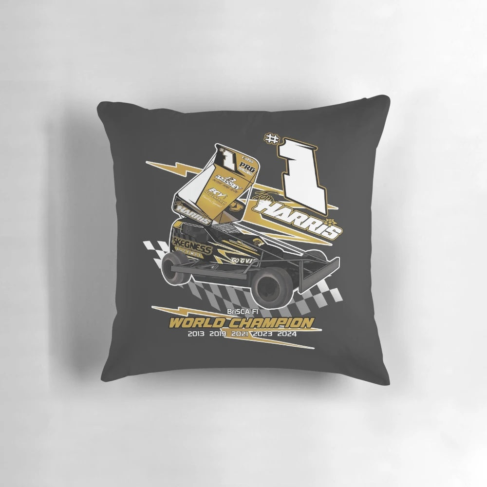 Pillow featuring image of Tom Harris, the 2024 Brisca World Champion