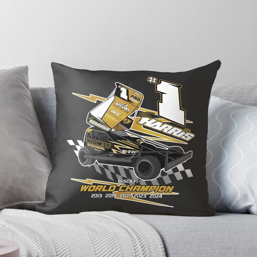 Pillow featuring image of Tom Harris, the 2024 Brisca World Champion