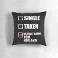 Pillow featuring an illustration of actor Tom Holland, known for playing Spiderman in the Marvel Cinematic Universe