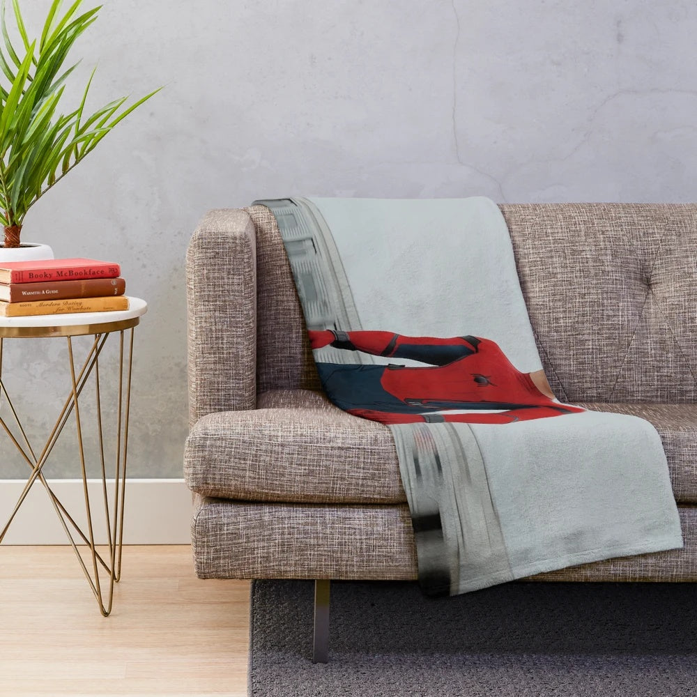 Tom Holland inspired plush blanket with spider-man aesthetic design