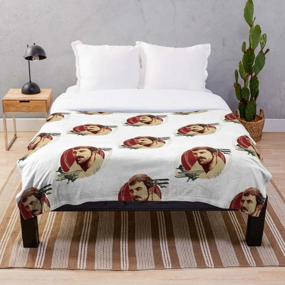 Tom Selleck "High Road to China" Inspired Plush Blanket