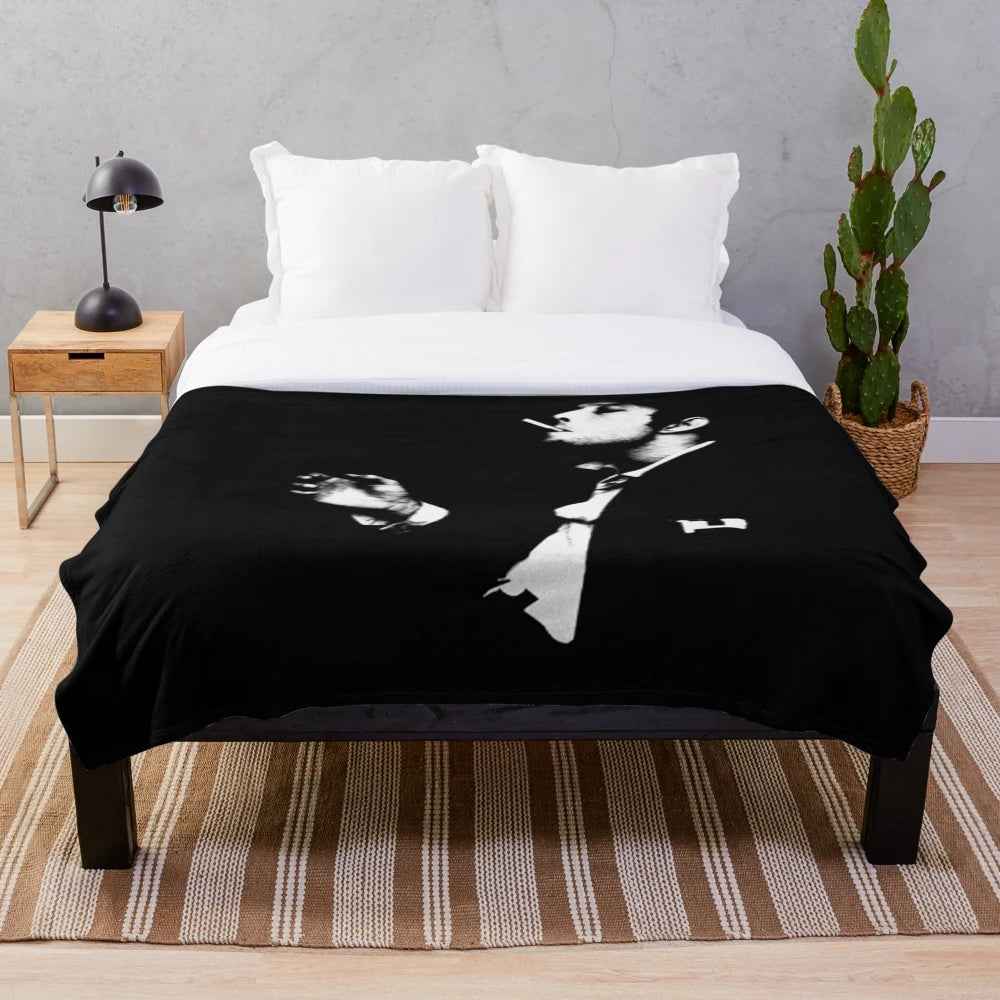 Tom Waits inspired plush blanket featuring the iconic singer-songwriter's image