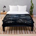 Tomcat F-14 inspired plush blanket with blueprint design