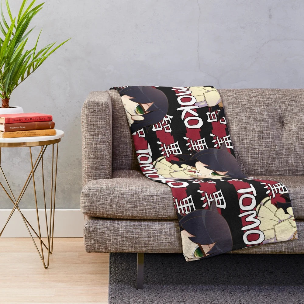 Tomoko Kuroki inspired anime plush blanket featuring the Watamote character