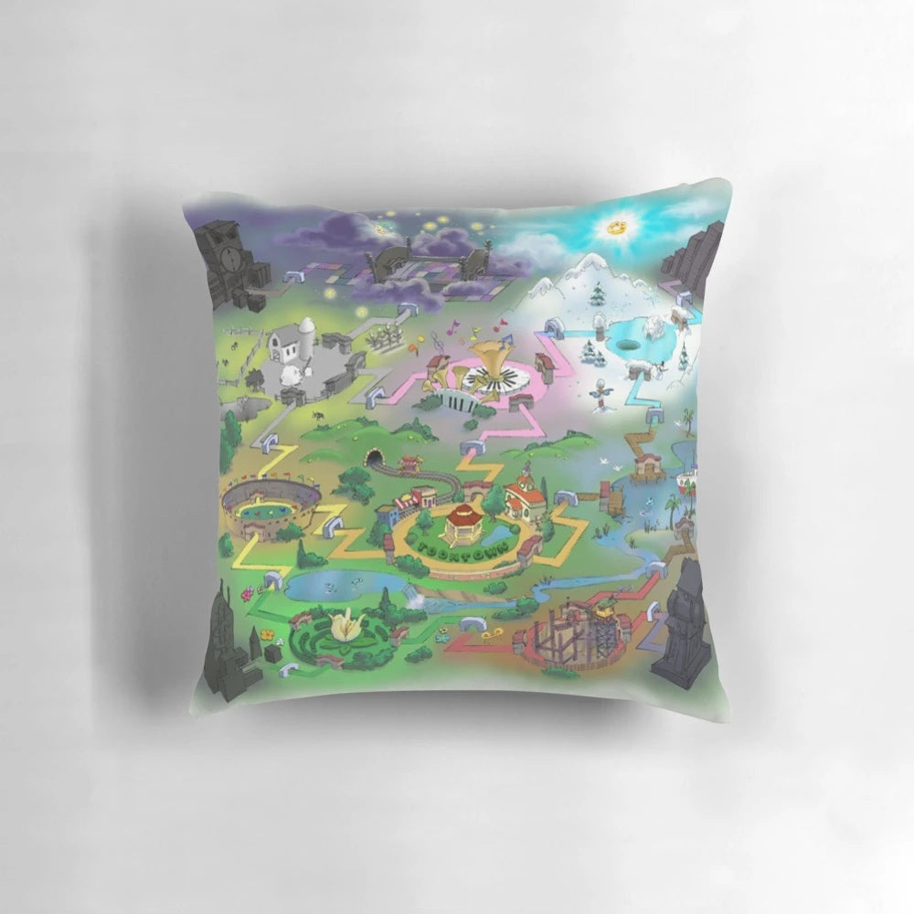 Toontown Pillow featuring the iconic map and characters of the beloved online game