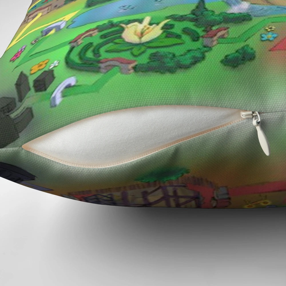 Toontown Pillow featuring the iconic map and characters of the beloved online game