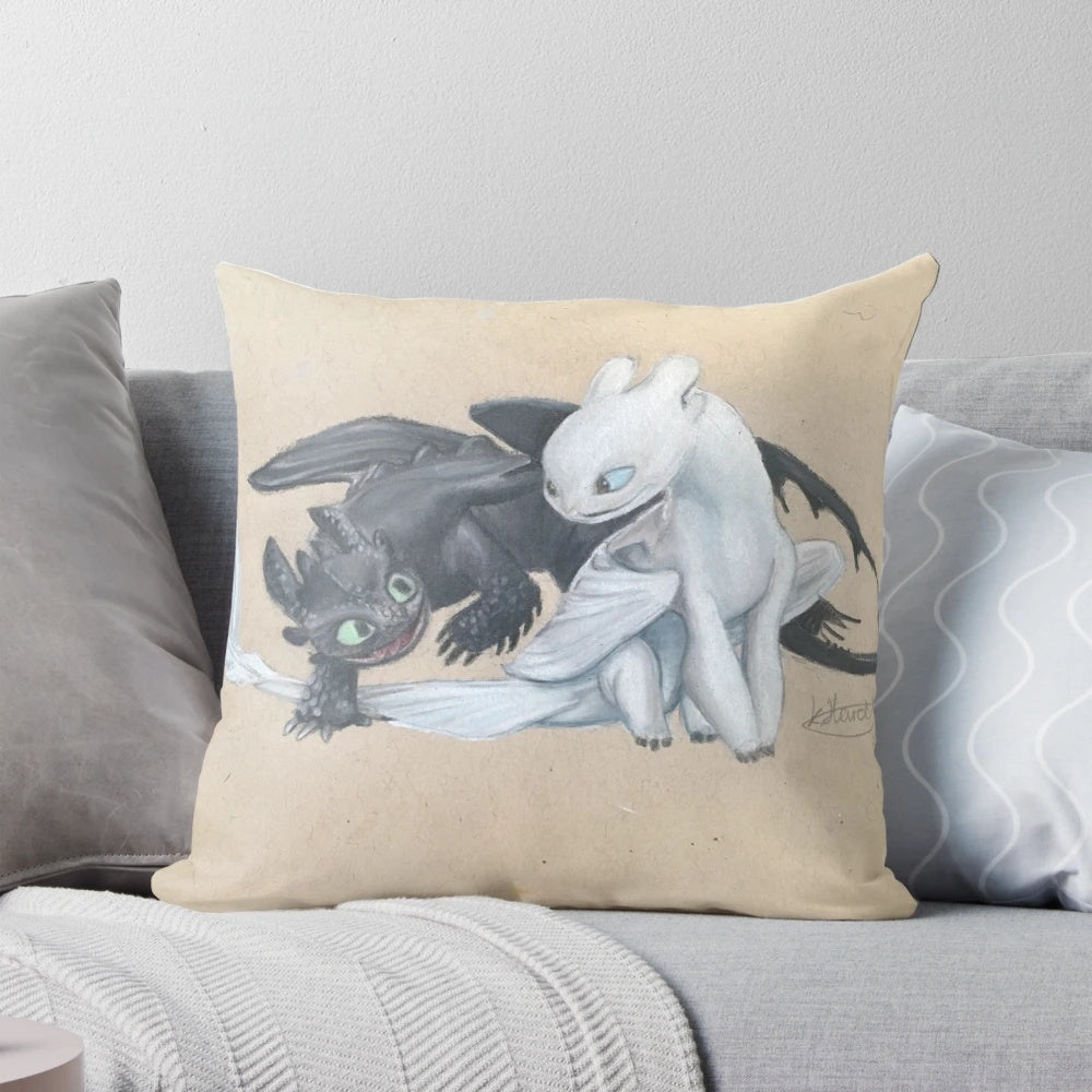 Toothless and Lightfury dragon plush pillow from the How to Train Your Dragon movie franchise