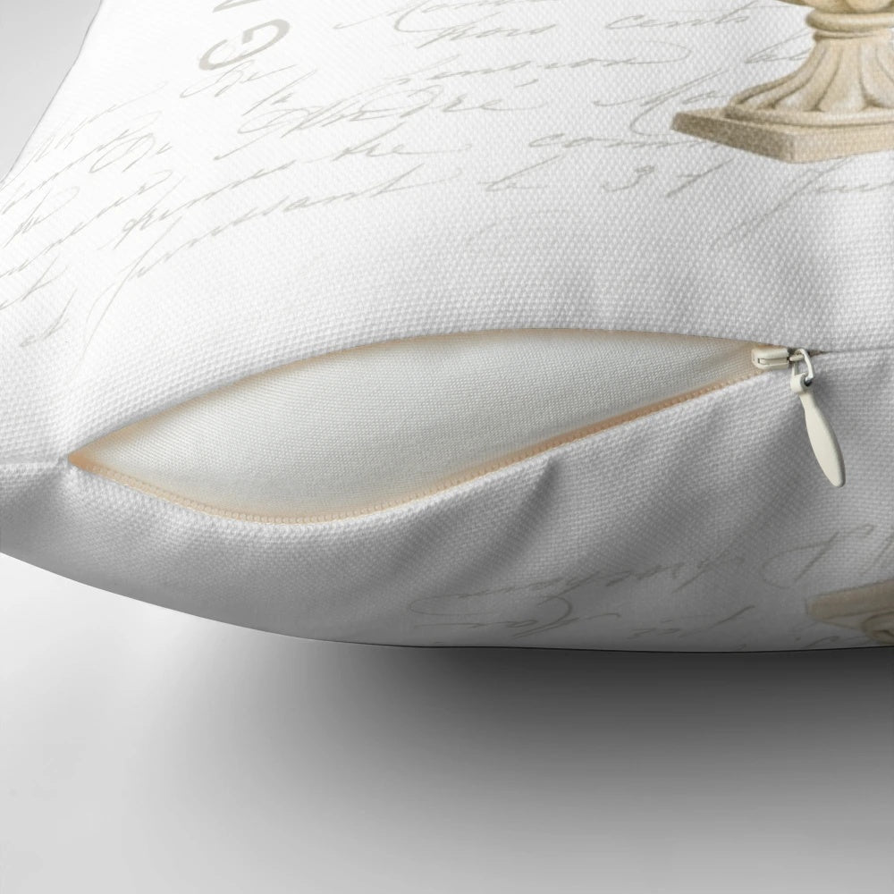 Topiary #2 Pillow featuring a botanical design with birds, perfect for a French country-inspired garden