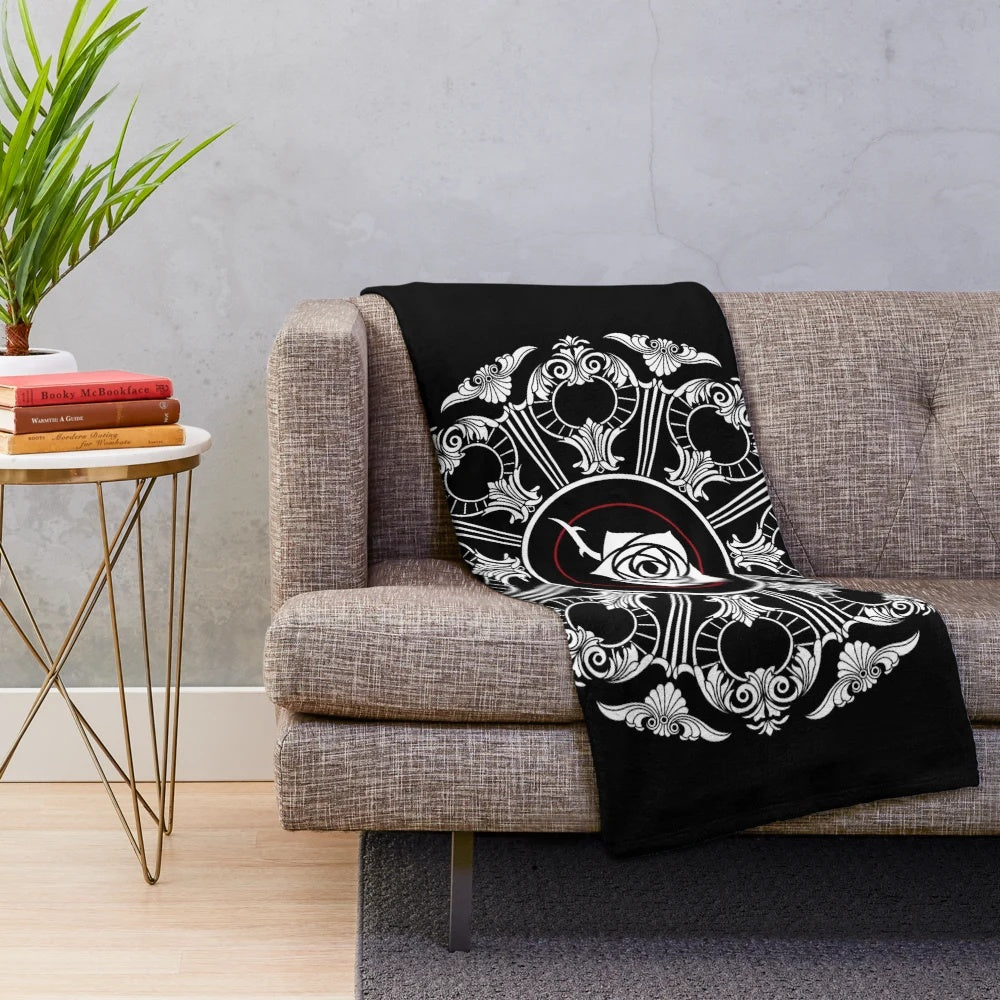Toreador clan inspired plush blanket with gothic rose design