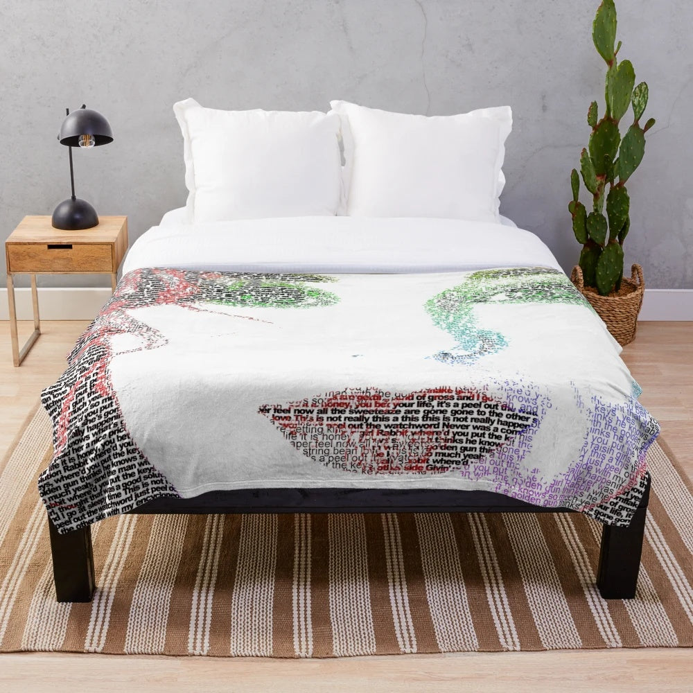 Tori Amos plush blanket featuring lyrics from "Cornflake Girl