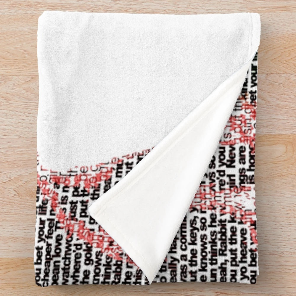 Tori Amos plush blanket featuring lyrics from "Cornflake Girl