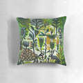 A decorative throw pillow featuring the classic fable of the tortoise and the hare.