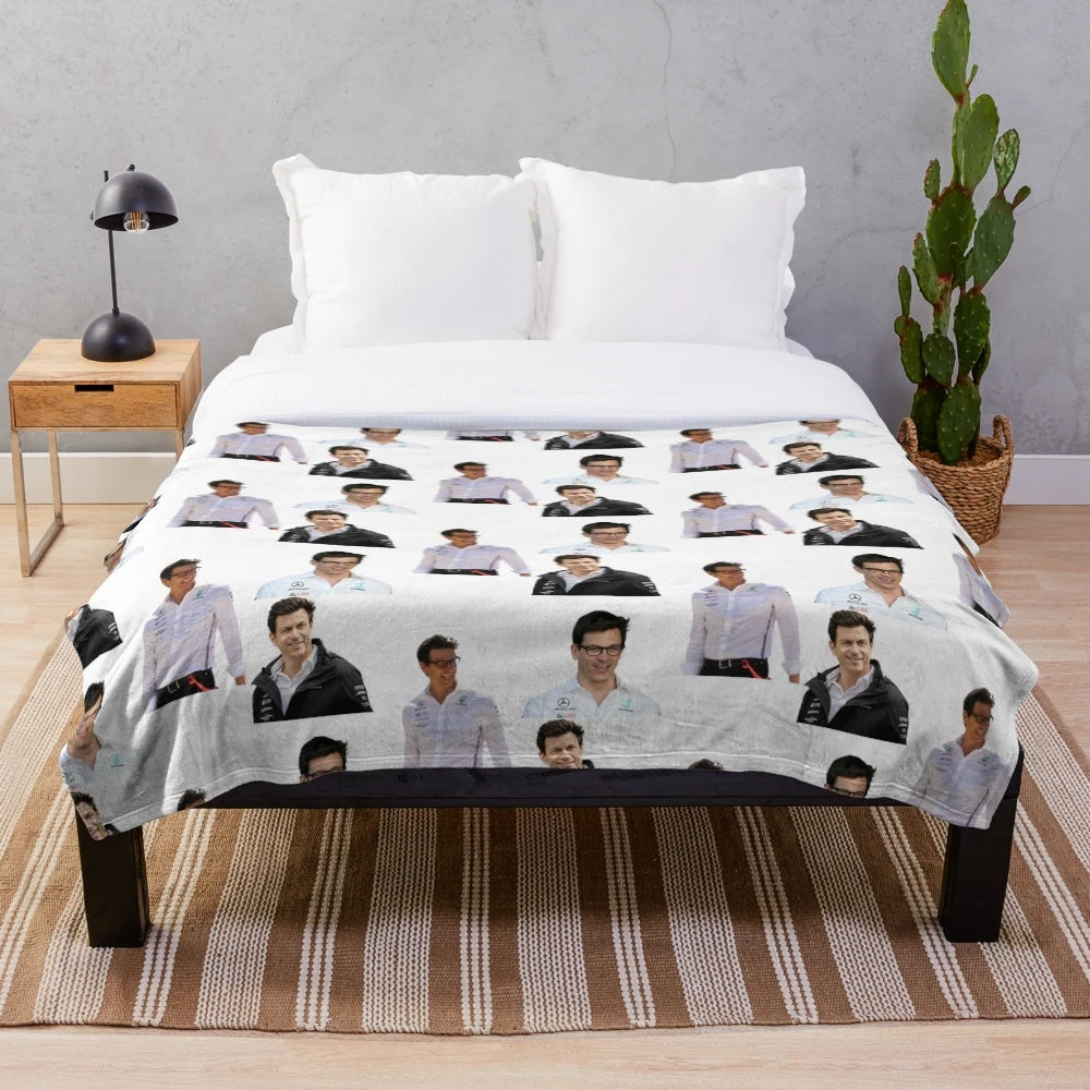 Toto Wolff Collage Plush Blanket for Formula One Fans