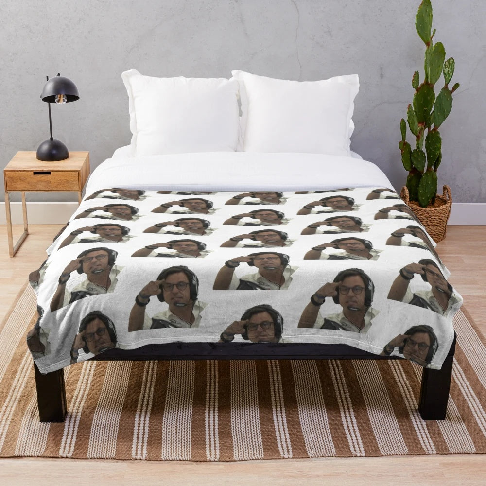 Angry Toto Wolff Inspired Formula 1 Plush Blanket