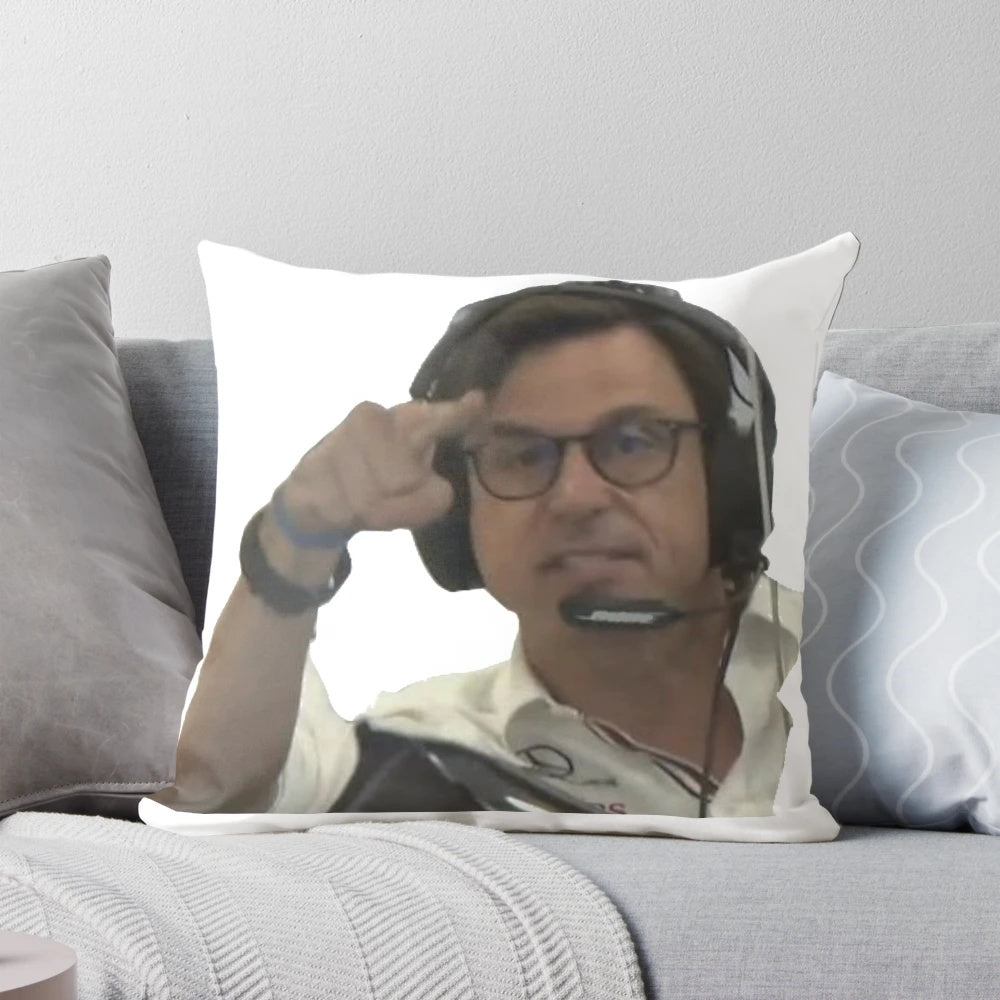 Angry Toto Wolff Inspired Motorsport Pillow