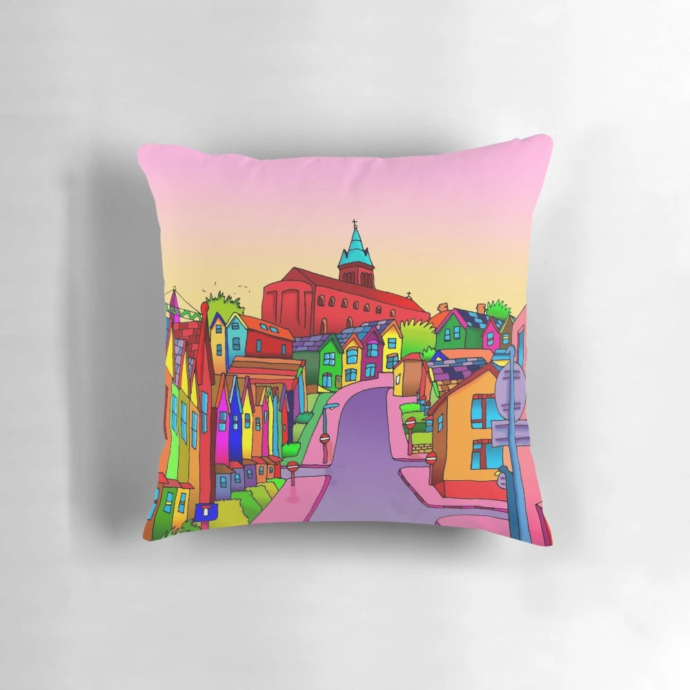 Totterdown Church Bristol Pillow with Charming Cartoon Design