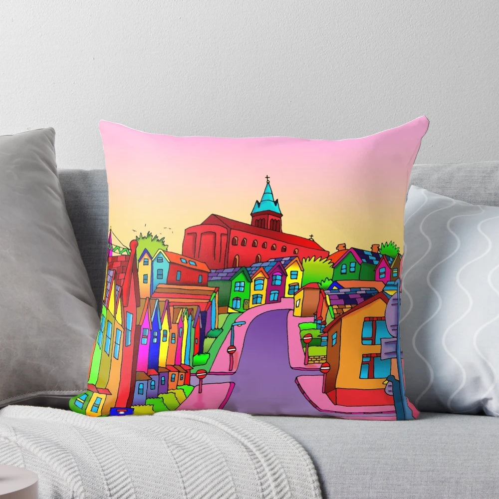 Totterdown Church Bristol Pillow with Charming Cartoon Design