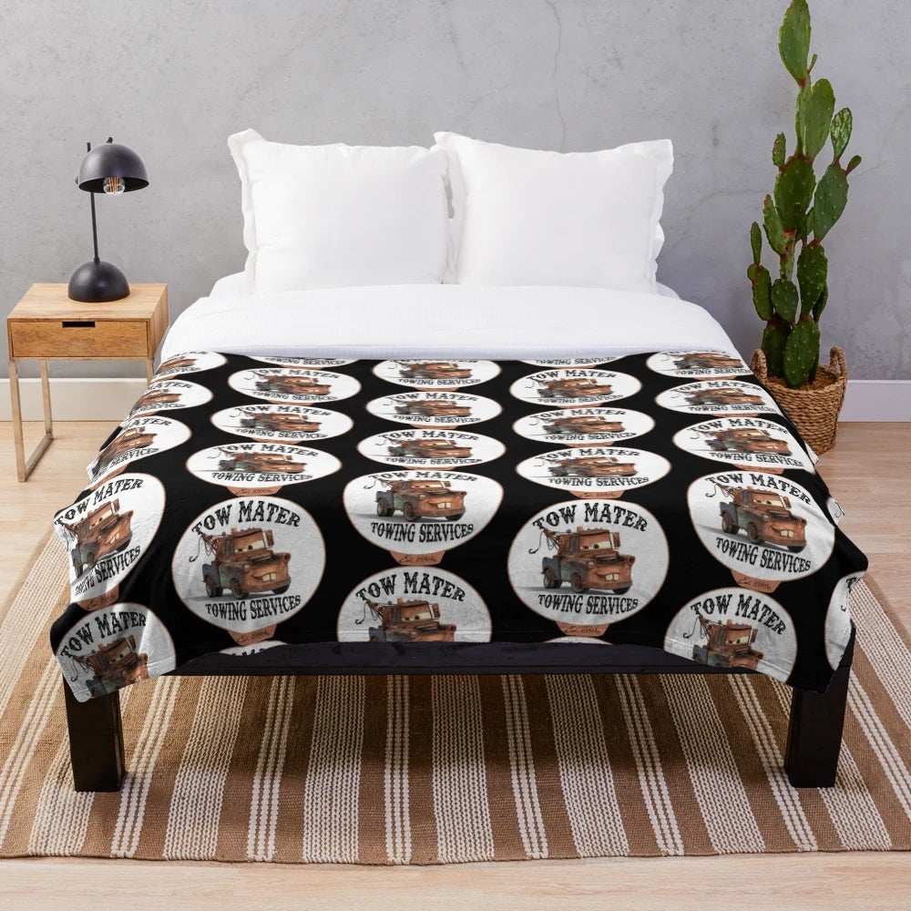 Tow Mater Inspired Plush Blanket - Retro Cars Themed Throw