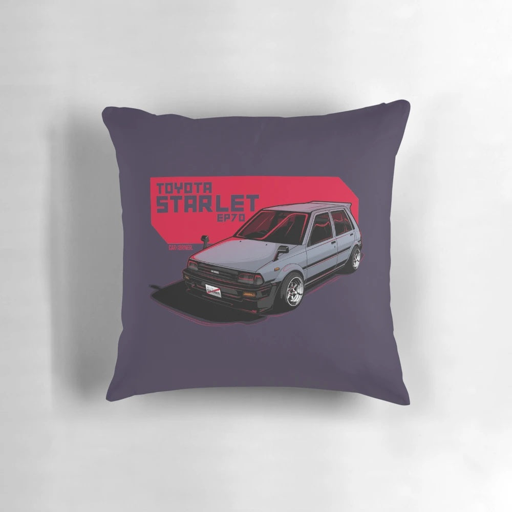 Toyota Starlet EP70 Car Pillow featuring a vibrant graphic design