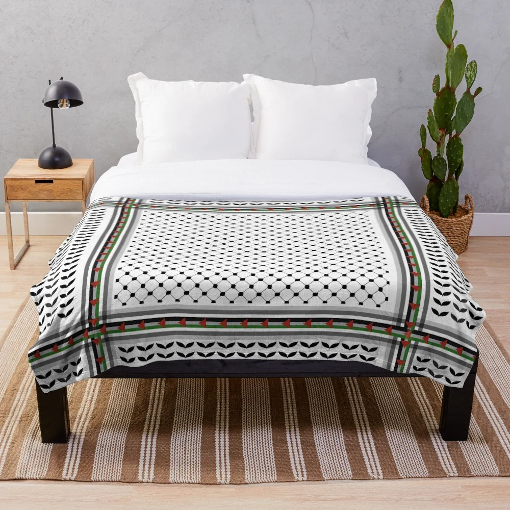 Palestine Kufiya pattern plush blanket