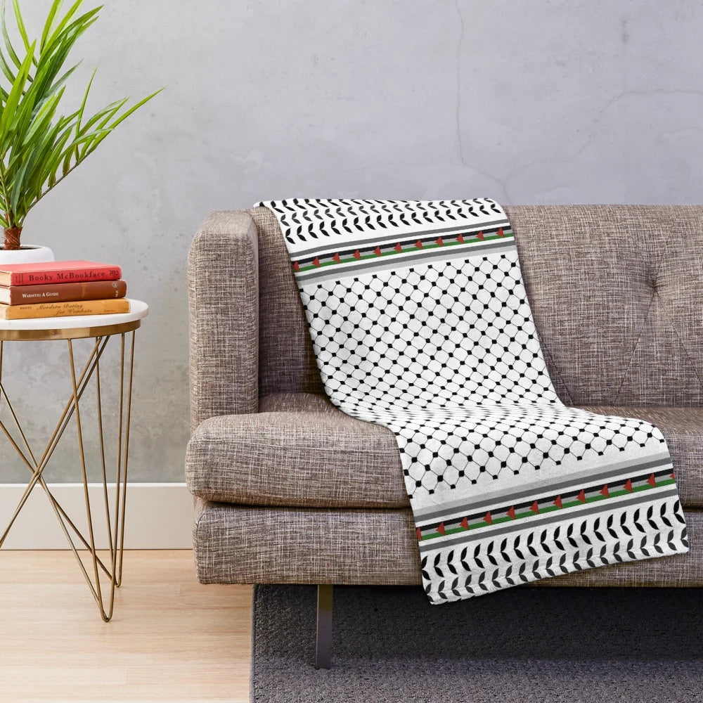 Palestine Kufiya pattern plush blanket