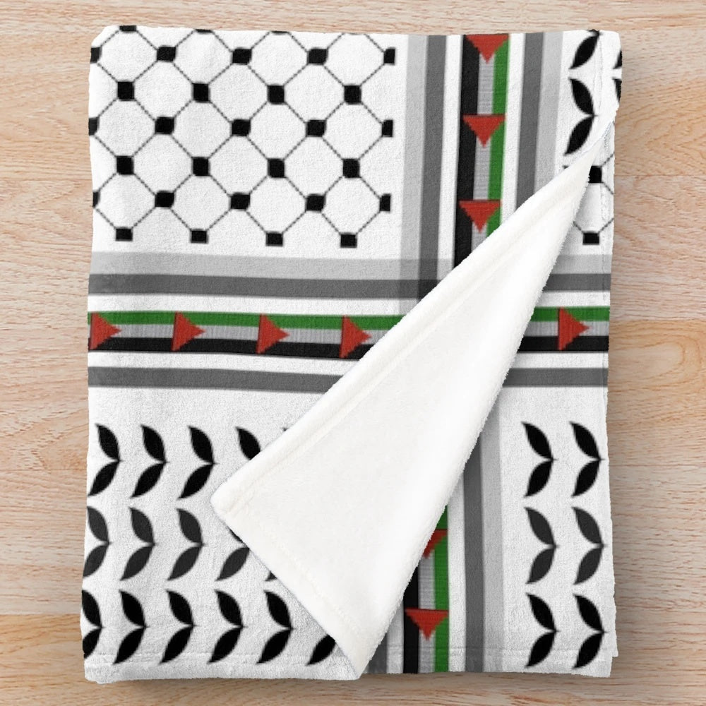 Palestine Kufiya pattern plush blanket