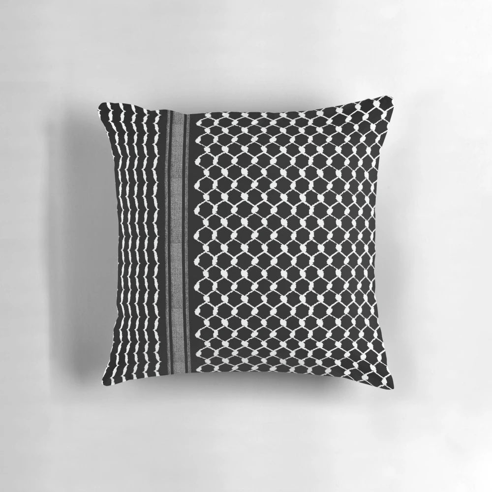 Traditional Palestinian Hatta Kufiya Pattern Pillow with Iconic Folk Design