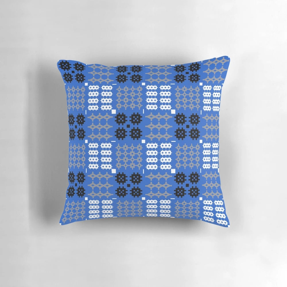 Traditional Welsh Tapestry Pattern Cymreig (Blue) Pillow