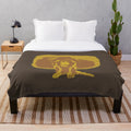 Plush blanket with a tragic anime chimera character inspired by the golden retriever
