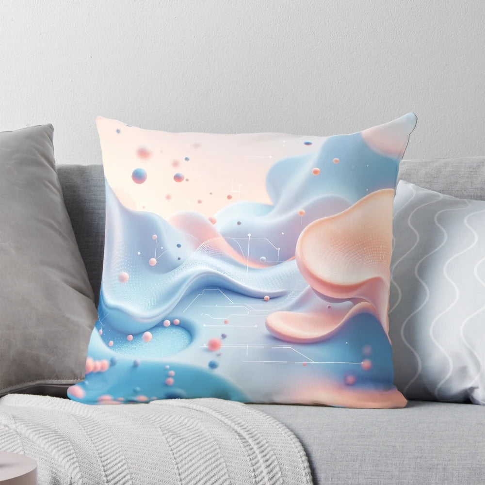 Tranquil 3D background pillow with smooth textures and warm tones for a cozy, serene environment
