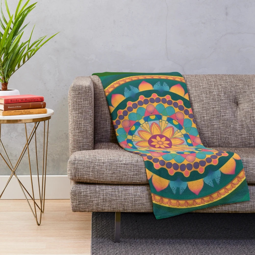 Butterfly Mandala Plush Blanket for Meditation and Relaxation